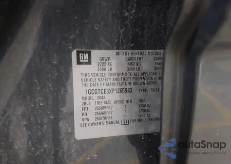 2015 Chevrolet Colorado Z71 z USA, uszkodzony, nr VIN 1GCGTCE3XF1265943